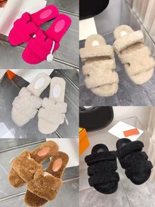 Designer Sandals Women Fur Slides Slippers Flat Mules Luxury Wool Indoor Outdoor Slipper