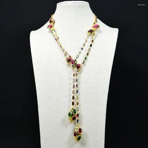 Anhänger Halsketten Gg Schmuck 52 '' Fuchsia Tiger Eye Grüne rotes Achat Gelbgold plattiert cz