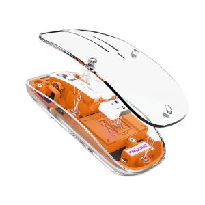 Möss laddningsbara multimode trådlös mus transparent fodral Bluetooth Mouse 2.4G upplyst spelmus för PC -bärbar telefon -surfplatta