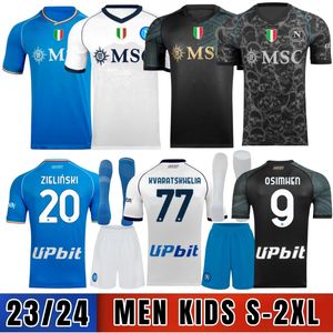23 24 Napoli Soccer Jerseys Maglia Zielinski Kvaratskhelia Kids Campioni D'Italia Football Shirt Osimhen Lozano SSc Napoli Maillots de Foot