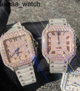 Cartiiers Diamonds Watch Rose Gold Mixed Sier Duże rzymskie cyfry rzymskie luksusowe miss kwadrat mechaniczny męski lukro sześcien cyrkonia