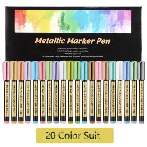 Markers Albüm Metalik Art Marker Pens Set Renk Siyah Kağıt Model Graffiti Kalem Scrapbooking DIY Fotoğraf İşaretçileri Okul Kırtasiye Ucuz