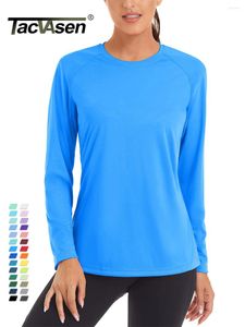 Women's T Shirts TACVASEN UPF 50 Summer Quick Dry T-shirts Womens Performance Sun Block UV Protection Long Sleeve Swim Pullover Tops