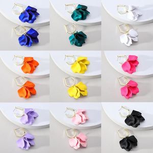 Baumeln Ohrringe Koreanische Mode Fuchsia Blütenblätter Blume Für Frauen Trend Luxus Design Hochzeit Schmuck Zubehör