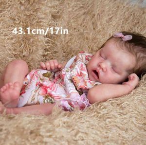 Reborn Baby Doll 17 Inch Lifelike Newborn Girl Baby Lifelike Real Soft Touch Maddie with HandRooted Hair High Quality Handmade AA3413588