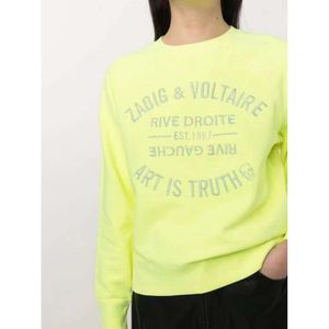 Nya Zadig Voltaire Women Designer Sweatshirt Fashion Black Classic Letter Brodery Cotton White Loose Pullover Jumper Sweater Q3