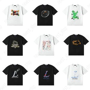 2024 디자이너 여름 남성 티셔츠 여름 티셔츠 고급 클래식 편지 자수 파리 Tshirts 단순 기하학 의류 느슨한 캐주얼면 남성 여성 티 탑