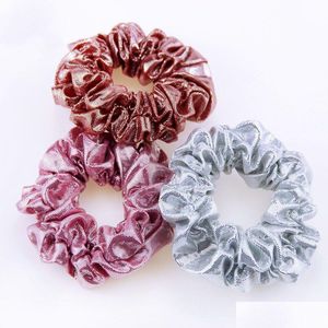 Haarschmuck, glänzend, schlicht, für Damen, Scrunchies, Ring, elastische Bänder, reine Farbe, Bommel, Sport, Tanz, Veet, weich, charmant, Scrunchie Dro Dhpyn