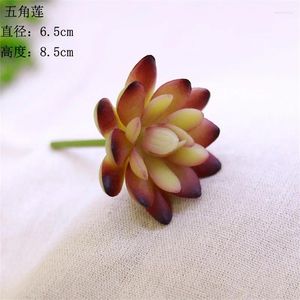 Flores decorativas simuladas planta suculenta puxilia lua ornamental bonsai cor artificial em vaso