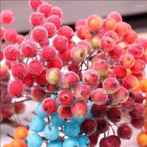 Flores decorativas 20 peças 15cm simulação de geada baga romã 12mm cabeça dupla com alça frutas pequenas acessórios diy grampo de cabelo