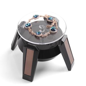 Solar Powered Rotating Display Stand Turn Table Turntable Platform For Jewellery Wristwatches Cell phones Camera Black White2963882