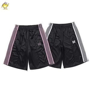 Men's Shorts Black quick drying AWGE needle shorts for mens fashionable jogger street clothing with classic butterfly embroidery and side webbing style J240228