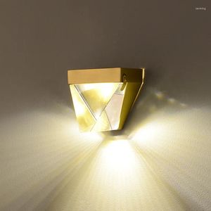 Vägglampa odysen art deco modern sconce ljus guld alla koppar levande sovrum dekoration fixtur kreativ natt kristall oregelbunden