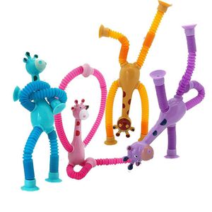 Descompressão brinquedo girafa pop tubos brinquedos telescópico ventosa robô brinquedo forma mudando tubo fidget sensorial quebra-cabeça descompressão para dhz7m