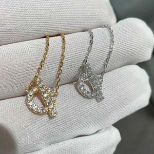 High end thickened electroplating 18K white gold pig nose full diamond necklace ring for womens light luxury set accessories