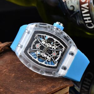 Ankomst Titta på män Sports armbandsur Transparent Dial Quartz Watches Silicone Strap346D