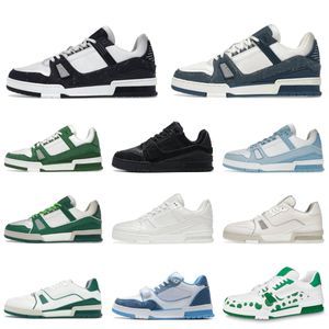 Designer Luxury Casual Shoes Embossed Trainer Men Women Brand Louiseities Sneakers Triple White Sky Blue Abloh Black Green Denim Low Viutonities Tennis Trainers V6