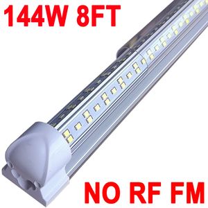 LED Shop Light 8FT 144W 144000LM 6500K Garage Lights with Reflectors, V Shape Linkable LAED Shops Lights, Clear Cover Ceiling Lighting, T8 Integrated Fixture crestech