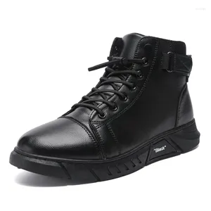 Boots Men's 2024 Motorcycle Man British Style Pu Material Shoes Outdoor Fashion Comfortable Waterproof Men
