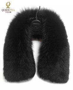 Real Fur Fox Fur Collar Black Women Scarf Shawl Collars Wraps Shrug Neck Winter Warm Ring Fur Scarf Female Whole Y1811528098