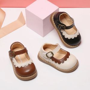 Stivali Nuovo primavera autunno per bambini Scarpe in pelle per ragazze Scarpe casual bambini floreali con bordi per le scarpe da passeggio all'aperto per bambini f05274