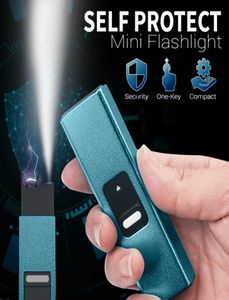 Ficklampor facklor bärbara laddningsbara ficklampor USB -nyckelring Stun Tool SelfDefense Protect Mini Ficklight Outdoor Lighting 3415478