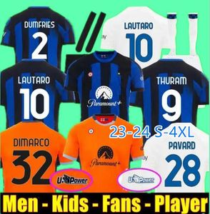 23 24 Alexis Soccer Jersys Lautaro Barella Thuram Kid Kit Maillot de Frattesi Final 2023 Maglie Football 셔츠 어린이 Third Special Inters Milans 팬 플레이어 버전