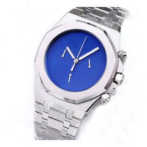 Luxo Men's Watch Master Silver Stainless Stone Case Solid Color Dial Running Second Movement Bow Buckle 41mm