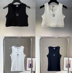 Womens Tops Tank Top T-Shirt Anagram Regular Cropped Cotton Jersey Camis Female Femme Knits Tees Designer Embroidery Knitted Vest Sport Breathable Yoga Vest Tops675