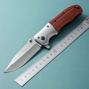 キャンプ直接屋外の小さなポータブルステンレス鋼色の木材ハンドル高硬度折りたたみナイフ526593