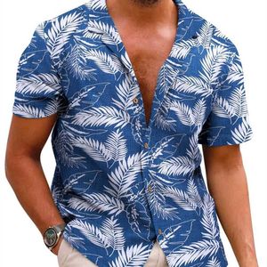 Camisa masculina de manga curta com estampa havaiana de verão Q240228