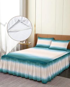 Bed Skirt Gradient Geometric Minimalist Abstract Elastic Fitted Bedspread With Pillowcases Mattress Cover Bedding Set Sheet