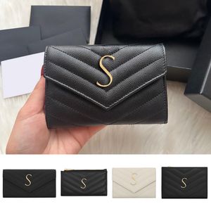 折りたたみカードホルダーデザイナーウォレットCassandre Caviar Leather Coin Purse Luxury Cardholder with Box Womens Mens Zip Walletsブラックキーポーチキルトパスポートホルダー