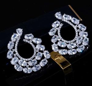 Dangle Chandelier Luxury White Oval Round inlaid with Drop Shape Earrings Women Jewelry for Wedding Party E0604Dangle CHA1508314