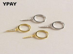 Hoop Huggie YPay 100 Real 925 Sterling Silver Triangle Pendant Earrings for Women Minumalist Zircon Geometric Earring Jewelry Y8785962