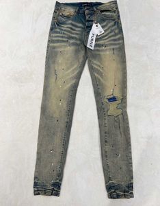 デザイナーの服メンズジーンズラグジュアリーブランドパープルマンパープルブランドトレンディウォッシュと苦しめられたスリムフィットカジュアルタイトジーンズ8E18