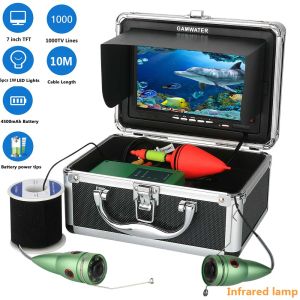 Finder Maotewang 1000TVL Fishing Kamera Unterwasser Videokamera Kit Fisch Finder 6 PCs Infrarot -Lampe mit 7 Zoll Farbmonitor