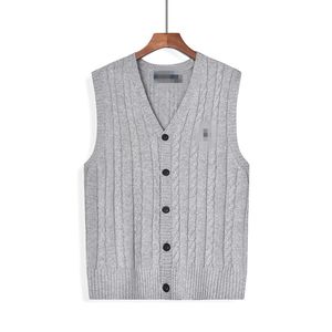 Luxury men's tank top sleeveless sweater V-neck Paris knitted cardigan brand pony embroidery warm sweater autumn and winter casual sweater