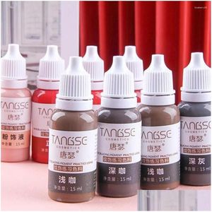 Tattoo Inks Practice Ink Set Permanent Makeup Eyebrow Lips Eye Line For Body Beauty Art Supplies Color Pigment 15Ml Drop Delivery Heal Otfim
