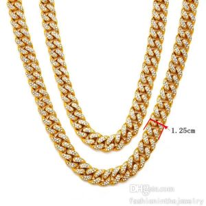 Correntes Designer Jóias Luxo Moda Miami Colares e Pulseira Set Atacado Hip Hop Colar para Homens Gelado Out Chain Cuban Link Apertado Weave 14K Solid Gold Banhado