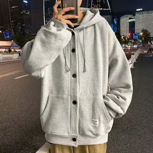 Yeni Erkek Hoodie Kpop Style Street Giyim Cep Spor giyim Mens Sıradan Harajuku Erkek Giyim Fermuar Gevşek Mens Hoodie 240228