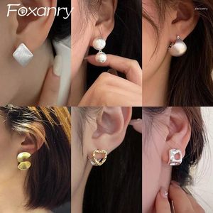 Brincos Foxanry Prevenir alergia cor prata para mulheres moda coreana criativa geométrica artesanal casamento noiva joias