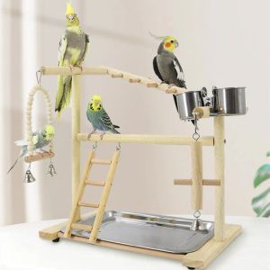 Toys Wooden Bird Toys Parrot Playground Platform Bird Perch Stand Exercise Playstand Ladder Funny Interactive Game Training Products