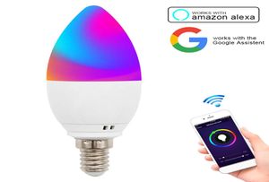 مصابيح WiFi LED Smart Candle Bulb 7W E12 E14 E26 E27 APP Control Alexa Echo Google Home Smart Dimmable LED Bulb6576673
