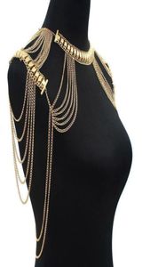 New Lady Tassels Link Harness Chain Halsband smycken Sexig kropp axelhalsband överdrivna kvinnor mode kroppsmycken9993037