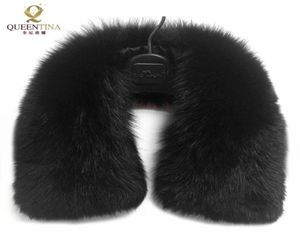 Echtpelz Fuchs Pelz Kragen Schwarz Frauen Schal Schal Kragen Wraps Shrug Neck Winter Warm Ring Pelz Schal Weibliche Ganze Y1814694167