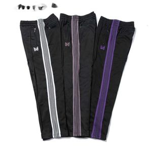 Novo 23ss 3 cores designer dos homens sweatpants borboleta bordado marca de moda listra das mulheres dos homens calças longas com cordão