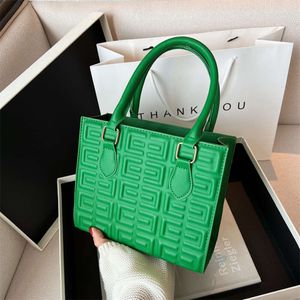 Summer Embossed Small Square for Women 2024 Solid Color Fashion Handheld with Simple Texture Single Shoulder Crossbody Bag 75% Factory Wholesale