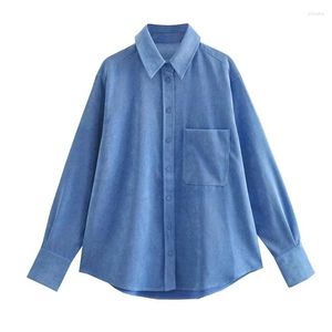 Women's Blouses Corduroy Shirt Camicia Donna Casual Loose Long Sleeve Tops With Button Blusas Blusa Manga Larga Mujer Shirts Trf