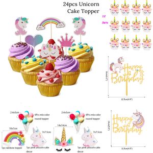 New Rainbow Wings Girl Toppers Cupcake Decorazione Unicorno Torta di compleanno Topper Bandiera Forniture per feste Baby Shower